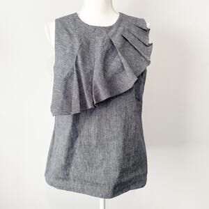 Banana Republic Mia denim ruffle tank size 6 linen classy